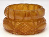 BB145  carved honey bakelite bangles
